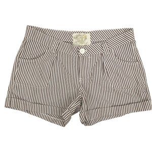 Timing Womens Shorts Size L Striped Cuffed Low Rise Casual Pockets Pleats